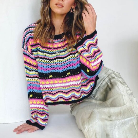 VRG GRL A New Direction Knit in Pink Multi - Picture 4 of 7